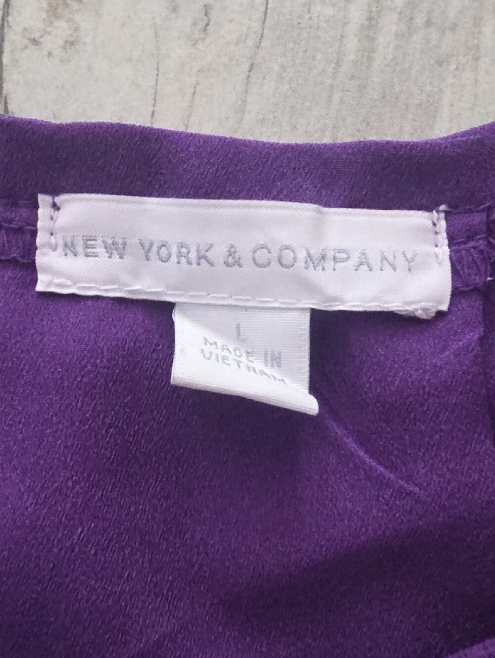 New York & Company Purple Pleated Neck Sleeveless Top - Picture 5 of 7